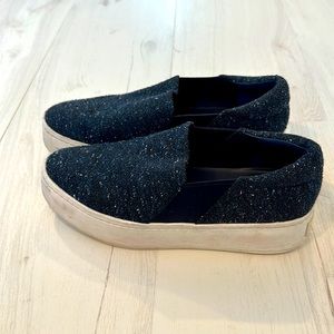 Vince platform sneaker in blue tweed